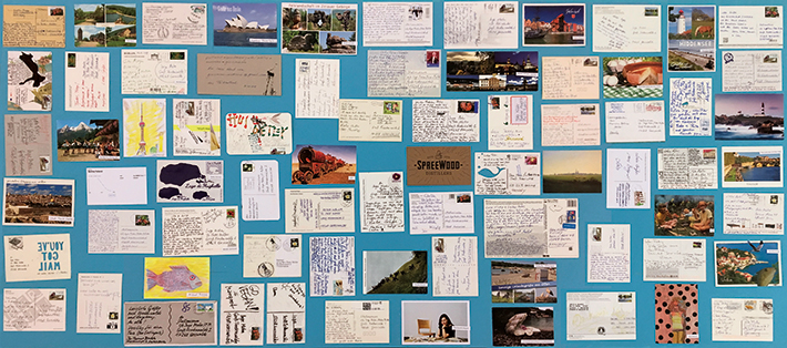 Postkarten von Nachbarn, Freunden und Kollegen aus dem Sommer 2018 für das Stallmuseum